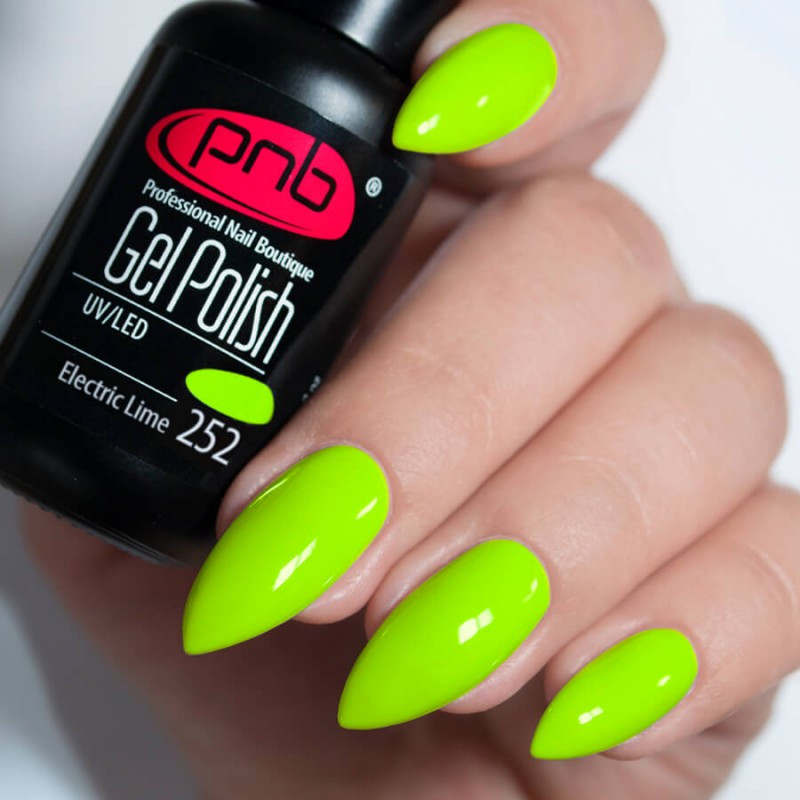 Неоновий Гель-лак PNB №252 mini "Electric lime"/ GEL Polish 4 мл