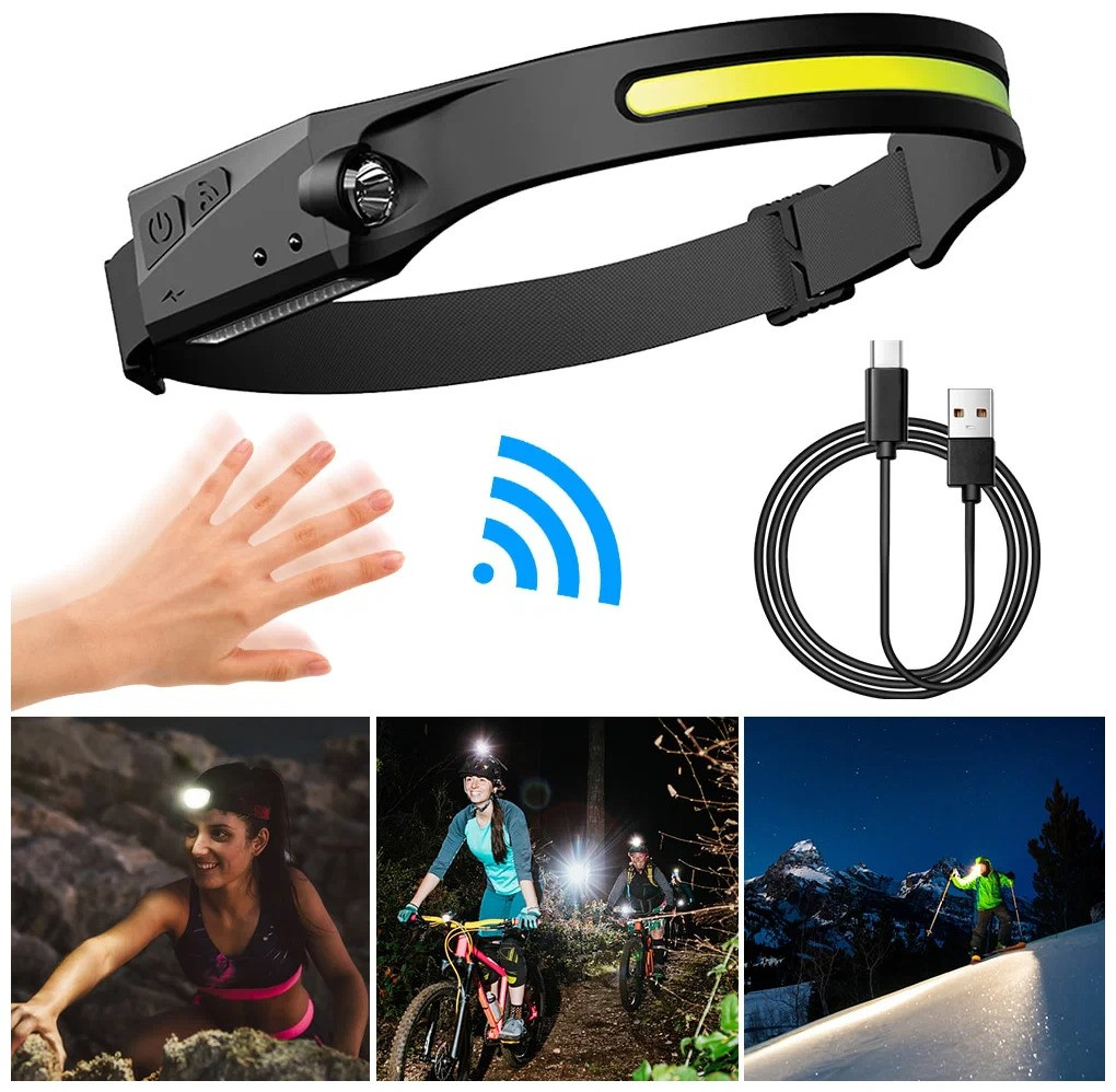 Ліхтарик налобний гнучкий акумуляторний з ік-датчиком руху W689-1, фото 1