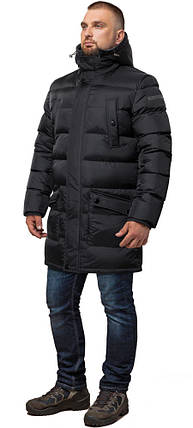 Чоловіча чорна куртка на зиму з вітрозахисною планкою модель 32045 50 (L), фото 2