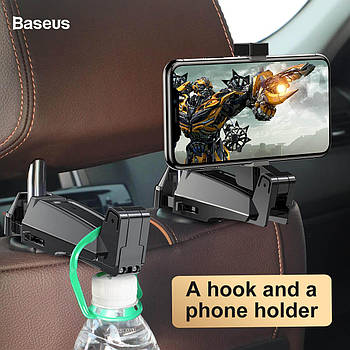 Автотримач для телефона Baseus Backseat Vehicle Phone Holder Hook Black