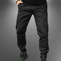Тактические штаны Джоггеры (46-56р) Черные Хлопок Карго спортивные шесть карманов