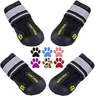 Ботинки для собак QUMY со светоотражающими полосками, противоскользящая подошва, размер 3, цвет Black