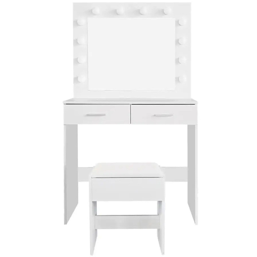 Туалетный столик с зеркалом и подсветкой + табурет AVKO ADT3 White стол ...