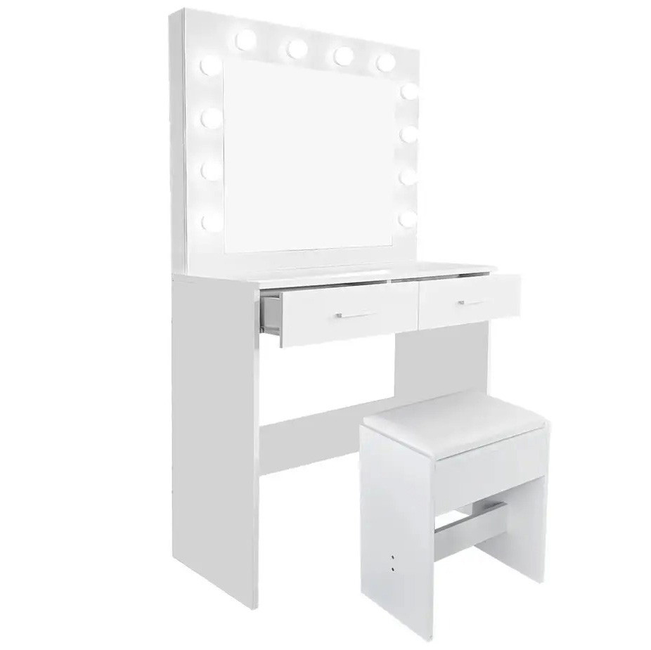 Туалетный столик с зеркалом и подсветкой + табурет AVKO ADT3 White стол ...