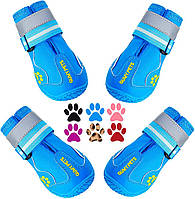 Ботинки для собак QUMY со светоотражающими полосками, противоскользящая подошва, размер 1, цвет Blue