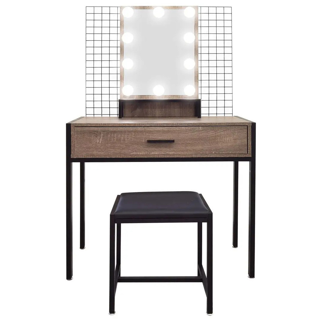 Туалетный Столик с Зеркалом и Подсветкой + Табурет AVKO ADT21 Walnut ...