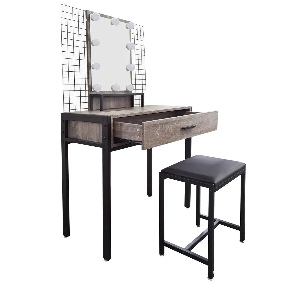 Туалетный Столик с Зеркалом и Подсветкой + Табурет AVKO ADT21 Walnut ...