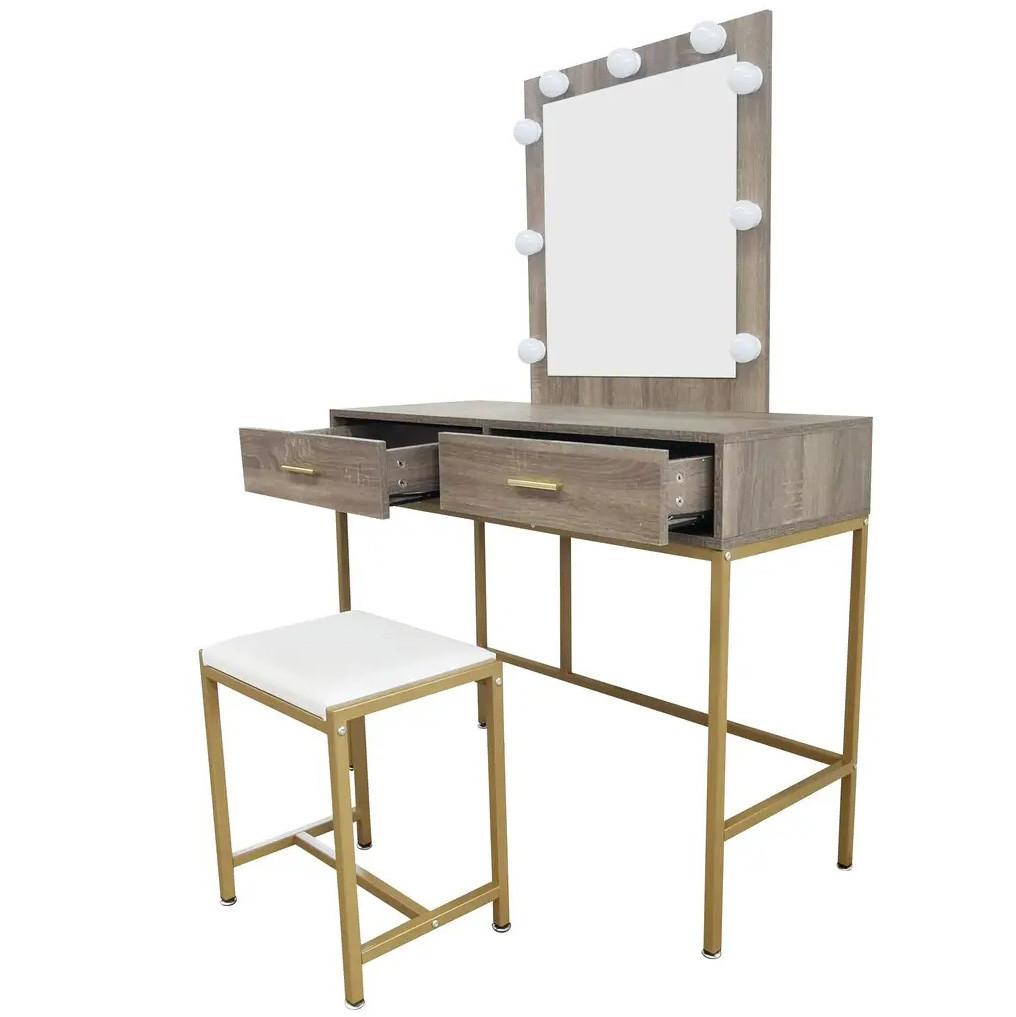 Туалетный Столик с Зеркалом и Подсветкой + Табурет AVKO ADT13 Walnut ...