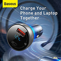 Автомобільний зарядний пристрій Baseus Dual Quick Charger 65W USB + Type-C (VCKX65C), фото 5