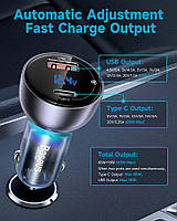 Автомобільний зарядний пристрій Baseus Dual Quick Charger 65W USB + Type-C (VCKX65C), фото 7