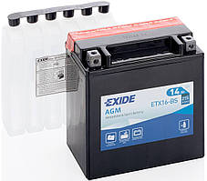 Акумулятор сухозаряджений EXIDE ETX16-BS = YTX16-BS, AGM, 14 Ah, 215 А