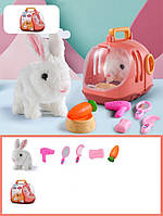 Интерактивная игрушка кролик в переноске. Игровой набор мой питомец с аксессуарами в комплекте