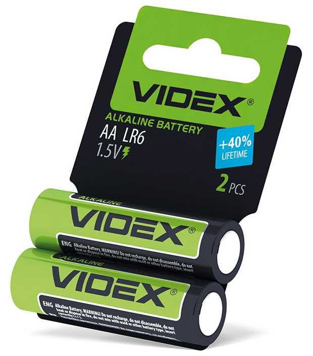 Videx LR6, AA 2 шт. SHRINK, батарейка калюжна, 1.5В, 2600 мА