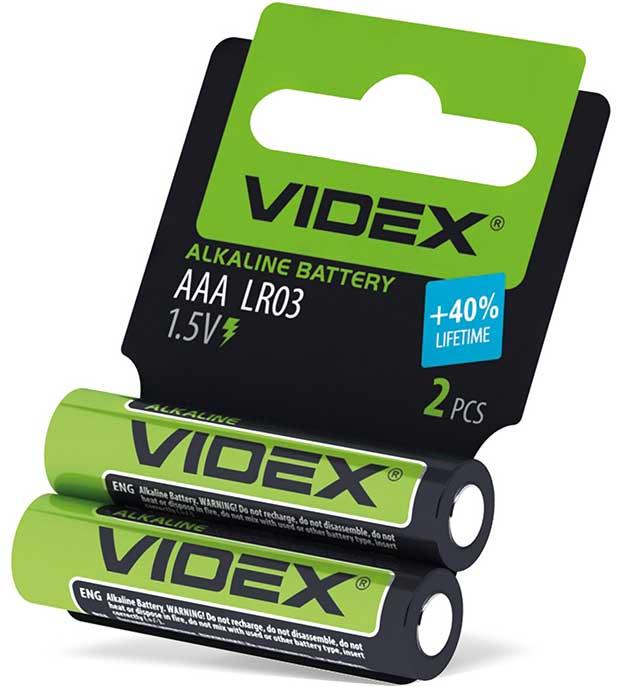 Videx LR03, AAA 2 шт. SHRINK, AAA, батарейка калюжна, 1.5 В, 1200 мА