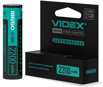Videx 18650-P, 2200мАч, акумулятор Li-ion (захист)