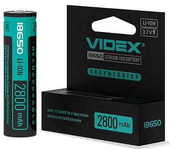 Videx 18650-P, 2800мАч, акумулятор Li-ion (захист)