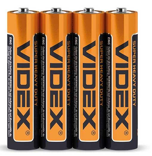 Videx R03P, AAA 4 шт. SHRINK, батарейка сольова, 1.5В, 410мАч