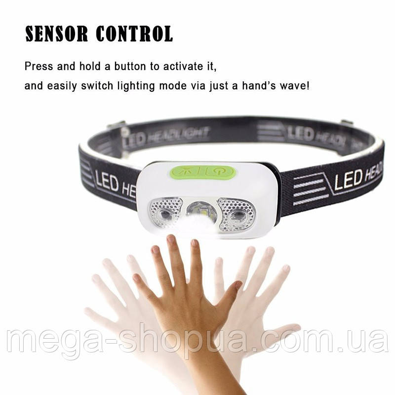 Налобний акумуляторний ліхтарик із датчиком руху для риболовлі та туризму Codiy R43B