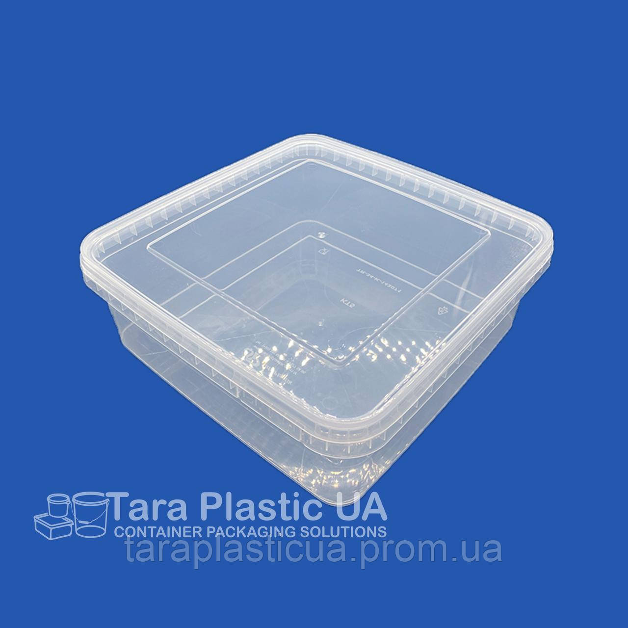 Контейнер пластиковый пищевой 5 л квадратный прозрачный низкий - фото 1 - id-p1723546488