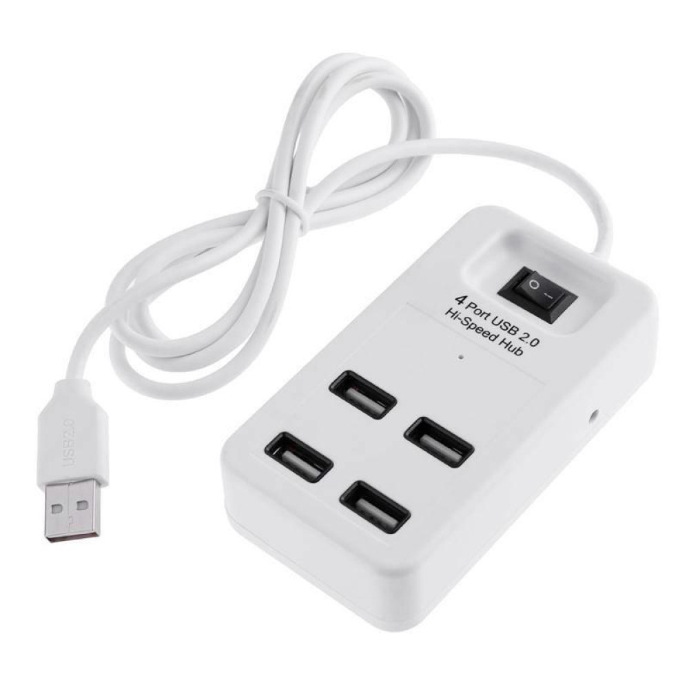 Концентратор хаб P-1601 (з виключателем, 4xUSB 2.0) White (95505)