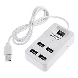 Концентратор хаб P-1601 (з виключателем, 4xUSB 2.0) White (95505)