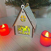 Новорічний підсвічник білий "Олені" Розмір:12*8*8 см