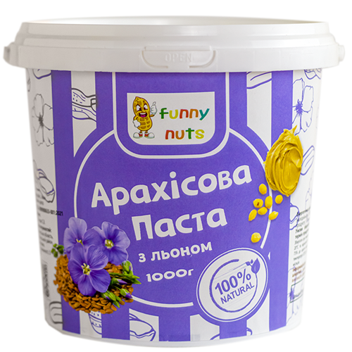 Арахісова паста  FunnyNuts з льоном 1000г