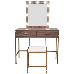 Туалетний столик з дзеркалом та підсвіткою + табурет AVKO ADT13 Walnut стіл косметичний