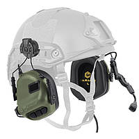 Активные наушники тактические Earmor M32H Зеленый NRR 82 IPX-5 защитные c креплением на шлем и микрофоном +
