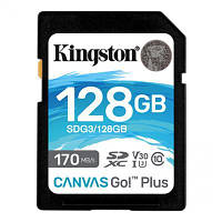 Карта памяти Kingston 128GB SDXC class 10 UHS-I U3 Canvas Go Plus (SDG3/128GB) - Вища Якість та Гарантія!