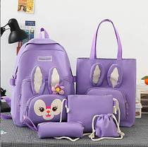 Модний набір 4в1 з вушками і мордочкою зайчика для школярки, фото 3