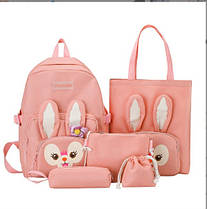 Модний набір 4в1 з вушками і мордочкою зайчика для школярки, фото 5