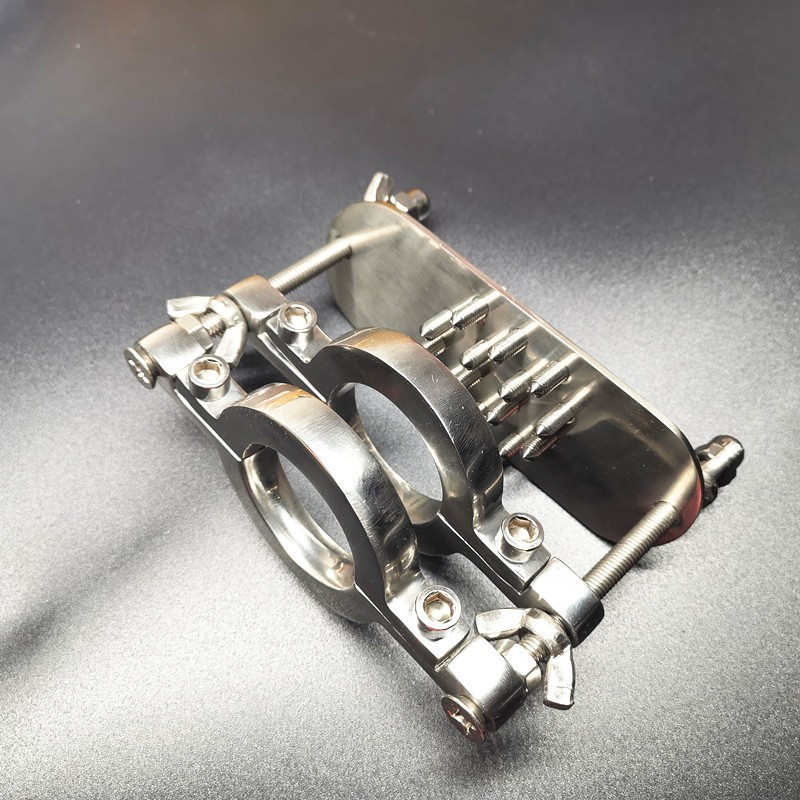 Бдсм фіксатор / Затиск для мошонки з шипами і подвійним кільцем для яєчок, фото 1