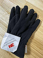 Зимние флисовые перчатки RTHINSULPOL, утепленные фирмы Reis Польша (Черный)