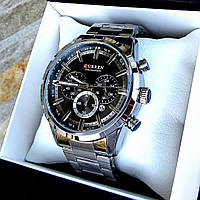 Чоловічий класичний срібний преміум наручний годинник Curren / Куррен