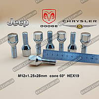 Колісні болти М12х1,25х28мм конус, ключ 19мм Jeep Cherokee KL, Jeep Compass MP, Dodge Dart, Chrysler 200