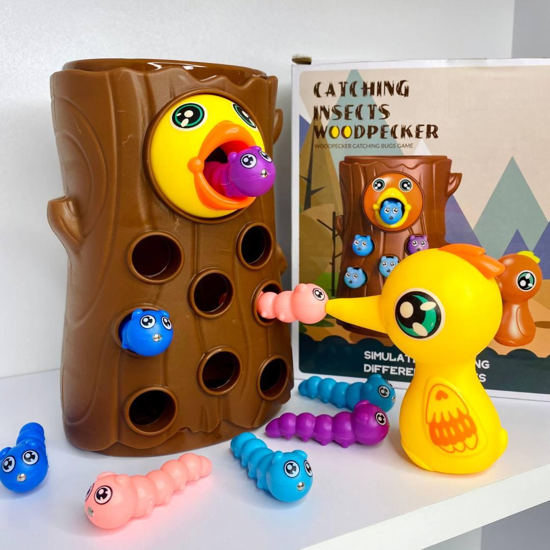 Розвиваюча гра з черв'ячками BWN 008  Нагодуй пташеня черв'ячки на магнітах, фото 1