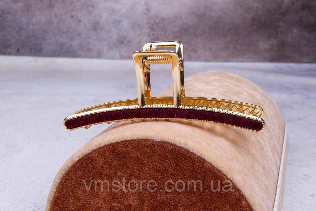 Крабік для волосся, великий, металевий, бордо, фото 1