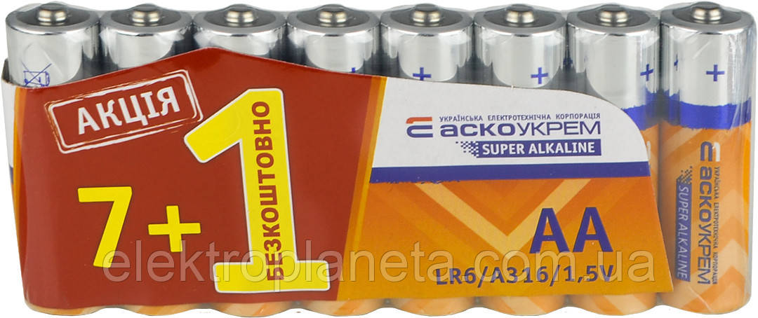 Батарейка лужна AА.LR6 АКЦІЯ (shrink 7+1) Аско.LR6.S7F1, фото 1