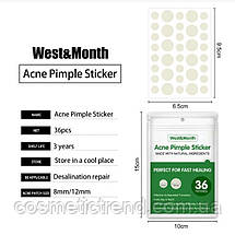 Пластирі/патчі від прищів лікувальні невидимі West&Month Acne Pimple Patch 36 шт., фото 3