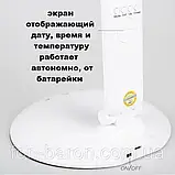 Світлодіодна акумуляторна настільна лампа Taigexin TGX-7001 з термометром, годинником та календарем, фото 3