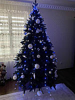 Світлодіодна гірлянда "Кінський хвіст" на ялинку 10 гілок 2,4 м 240 LED Синьо-білий