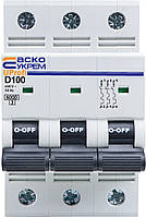 Модульный автоматический выключатель автомат защиты UProfi 3р 100А D 6kА A0010210128