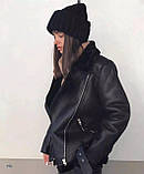 Жіноча чорна дублянка авіатор у стилі Зара, фото 3