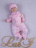Святковий набір на виписку з пологового будинку для дівчинки весна / осінь Корона розмір 56 см Lari Сіро-рожевий, фото 2