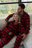 Пижамы парные для двоих влюбленных семейная в клетку, пижамы унисекс для дома и сна яркий подарок любимым