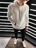 Худі чоловіче оверсайз плюшевий молочний м'яка кофта плюш із капюшоном молодіжна, фото 2