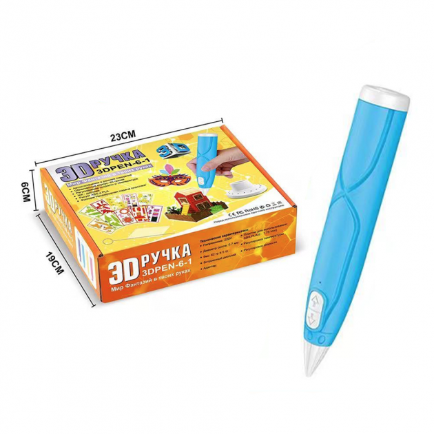 3Д Ручка WOW Pen 3D для рисования пластиком с LCD дисплеем 6-1 Синяя - фото 3 - id-p1668707784