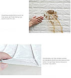 М'яка самоклеюча 3Д панель для стін Білий комбінований камінь (325), фото 3