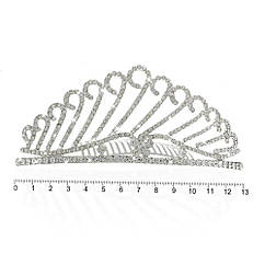 Діадема метал зі стразами на гребені 13 см